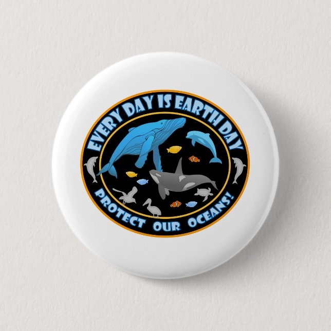 Whales and Dolphins 6 Cm Round Badge (Front)