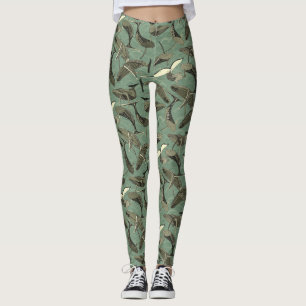 whales and waves aqua leggings