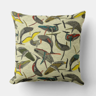 whales and waves bold cushion