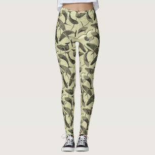 whales and waves natural leggings