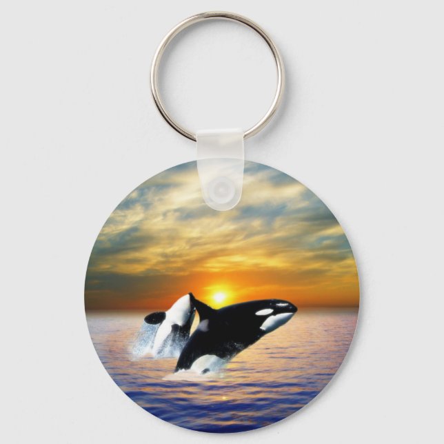 Whales at sunset key ring (Front)