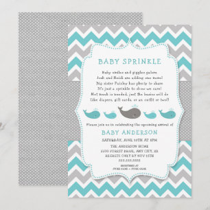 Whales baby sprinkle invitation, neutral gender invitation