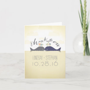 whales cute romantic modern wedding thank you card