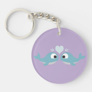 Whales in love key ring
