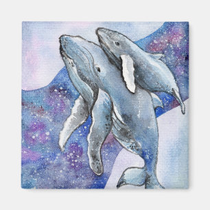 Whales in Star River Magnet