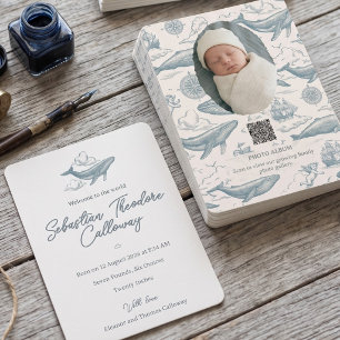 Whales in the Clouds Celestial Voyage Birth Announcement
