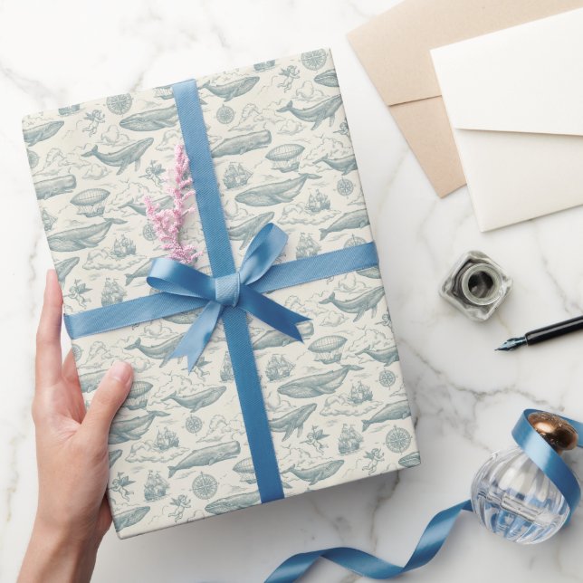 Whales in the Clouds II | Celestial Voyage Wrapping Paper (Gifting)