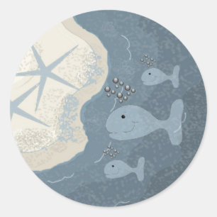 Whales in the Ocean Classic Round Sticker