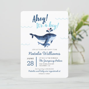 Whales Nautical Under the Sea Baby Shower Invitation