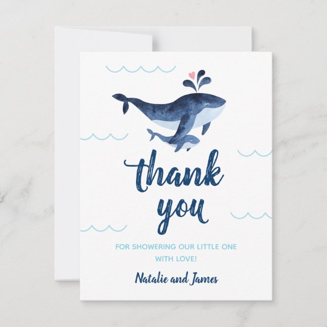 Whales Nautical Under the Sea Baby Shower Thank Yo Thank You Card (Front)