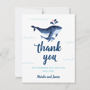 Whales Nautical Under the Sea Baby Shower Thank Yo You Card