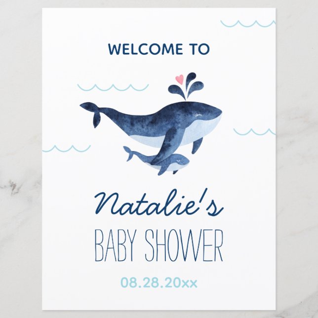 Whales Nautical Under the Sea Baby Shower Welcome (Front)