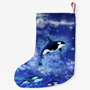 Whales on Blue Full Moon Christmas Stocking