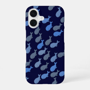 whales on blue iPhone 16 case