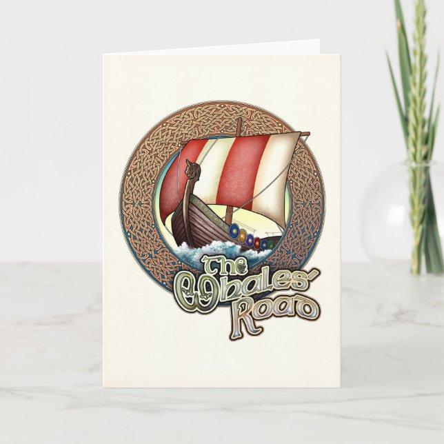 Whales' Road Viking Ship Greeting Card (Front)