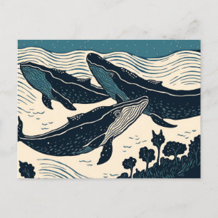 Whales Sea Ocean Nova Scotia Travel Camping Postcard