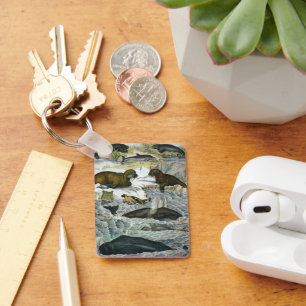 Whales, Seals and Walruses, Vintage Marine Animals Key Ring