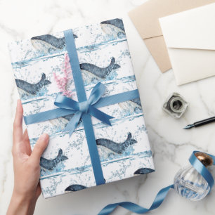 Whales Splashing Wrapping Paper