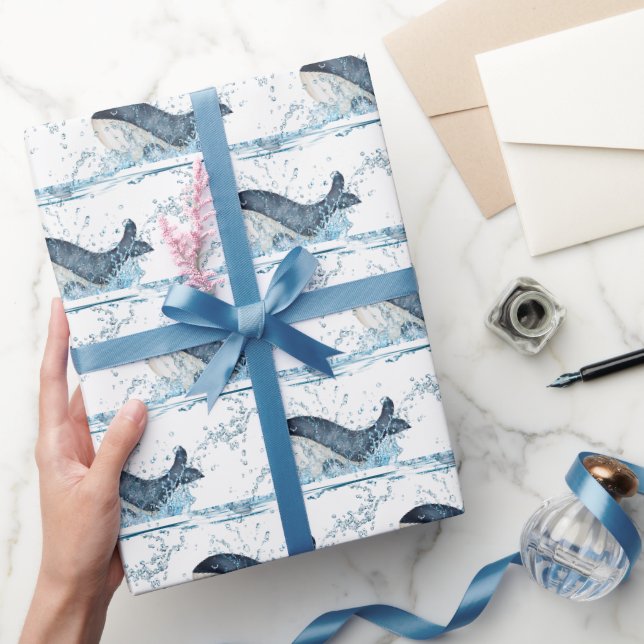 Whales Splashing  Wrapping Paper (Gifting)