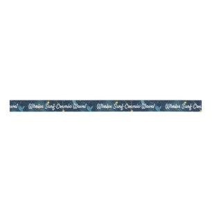 Whales Surf Cosmic Waves Blue Constellation Design Grosgrain Ribbon