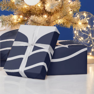 Whales Tail Nautical Navy and Grey Wrapping Paper