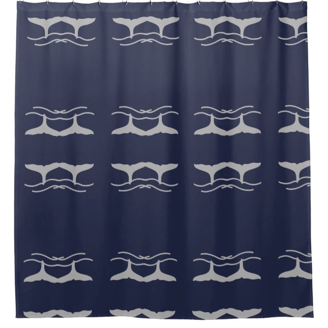 Whales Tail Outline Pattern Shower Curtain (Front)