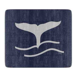 Whales Tail Pattern Navy and Grey Cutting Board