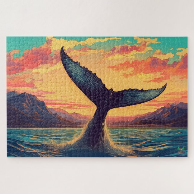 Whale's Tail: Sunset Dive Jigsaw Puzzle (Horizontal)