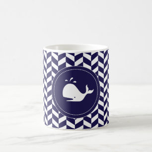 Whales Tale Navy & White Herringbone Mug