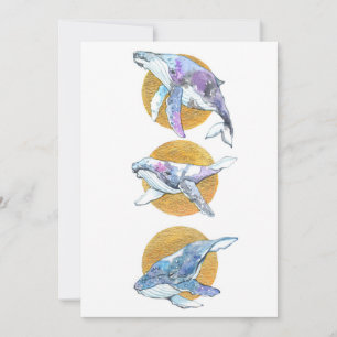Whales Trio Fly Float and Dream  Holiday Card