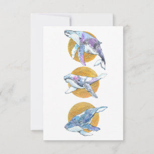 Whales Trio Fly Float and Dream Thank You Card