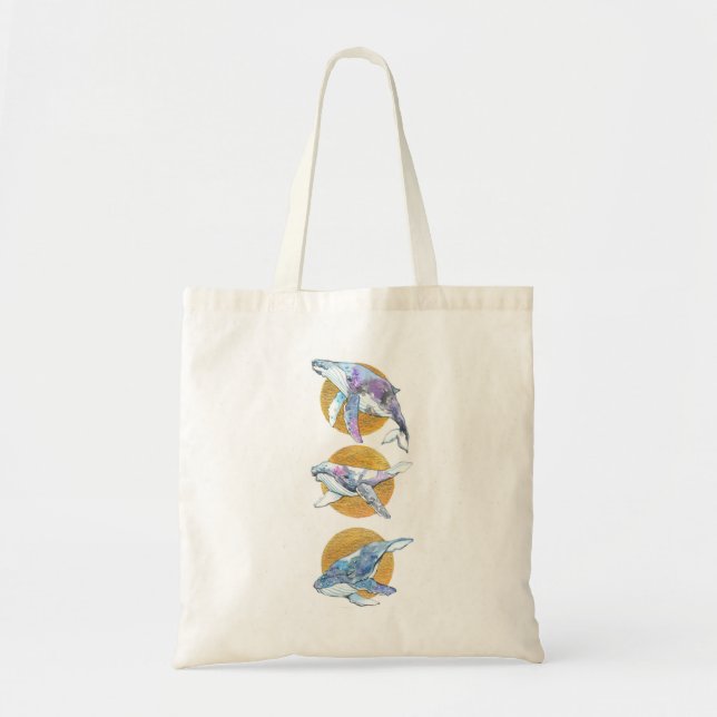 Whales Trio Fly Float and Dream Tote Bag (Front)