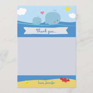 Whales Under the Sea Shower Thank You Card