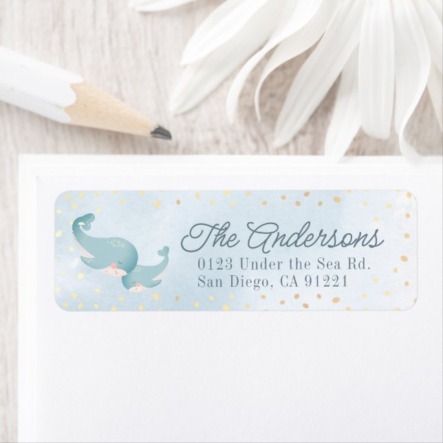 Whales Watercolor Blue Boy Baby Shower (Insitu)