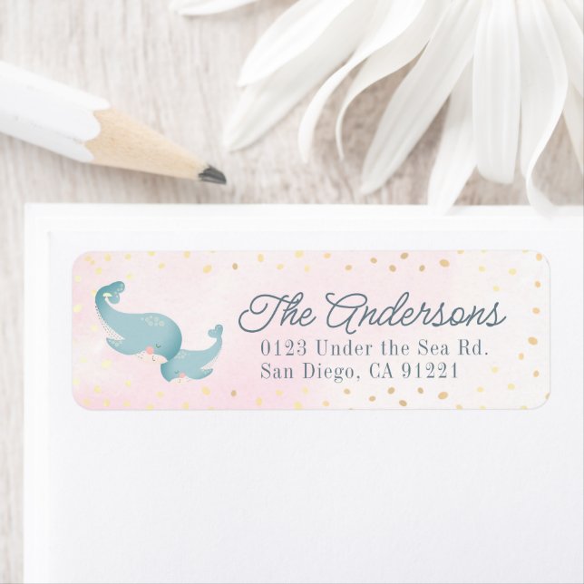 Whales Watercolor Pink Girl Baby Shower (Insitu)