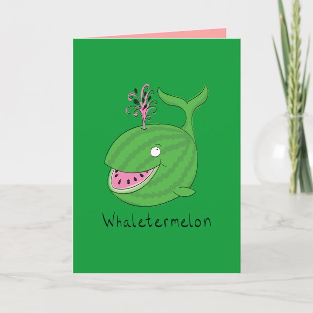 Whaletermelon Funny Watermelon Whale Greeting Card (Front)