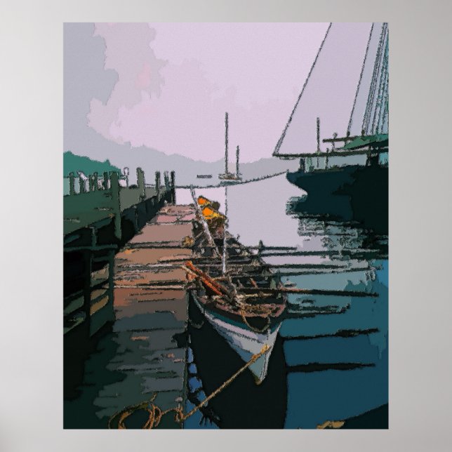 Whaling Boat at Pier Poster (Front)
