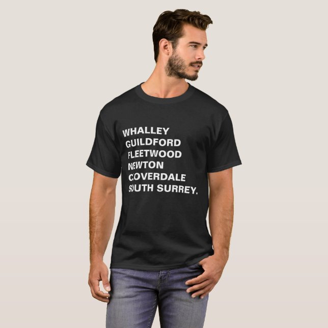 Whalley, Guildford, Fleetwood, Surrey T-Shirt (Front Full)