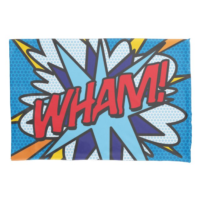WHAM BANG Fun Retro Comic Book Pop Art Pillowcase (Front)