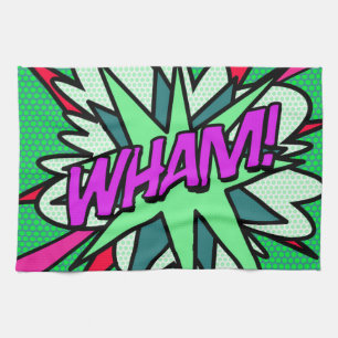 WHAM Comic Book Cool Modern Tea Towel