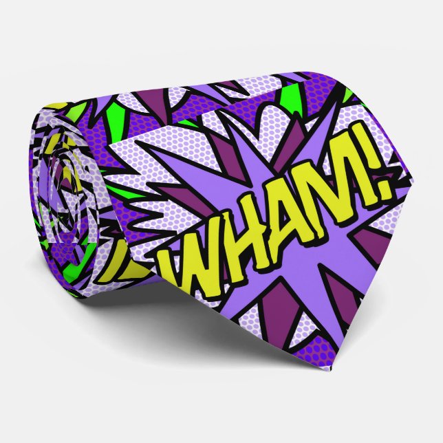 WHAM Cool Fun Comic Book Modern Tie (Rolled)