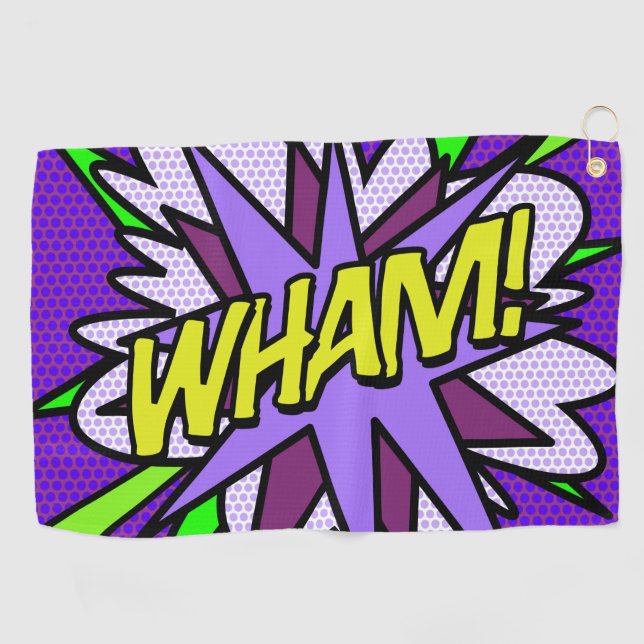 WHAM Cool Modern Comic Book Golf Towel (Horizontal)