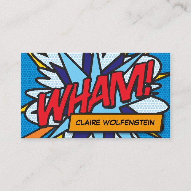 WHAM Fun Retro Comic Book Business Card (Front)