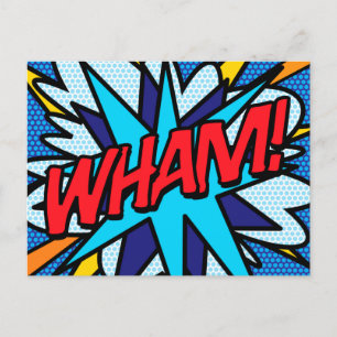 WHAM Fun Retro Comic Book Pop Art Announcement Postcard
