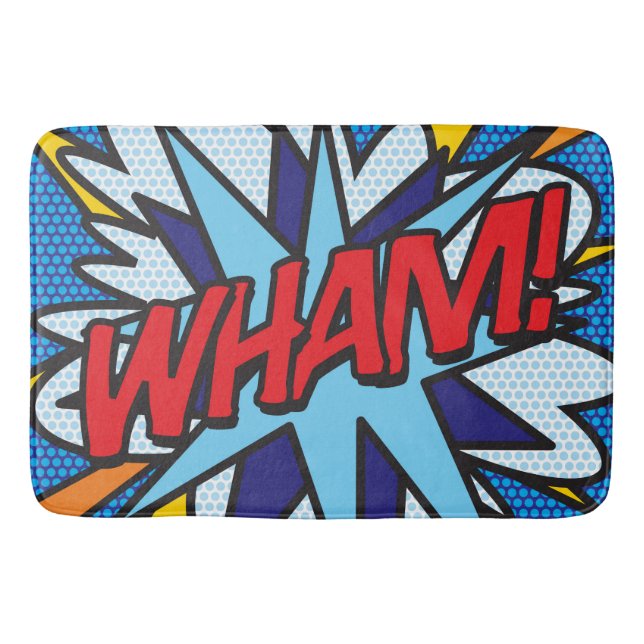 WHAM Fun Retro Comic Book Pop Art Bath Mat (Front)
