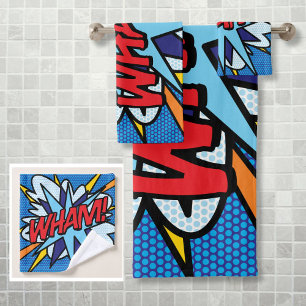 WHAM Fun Retro Comic Book Pop Art Bath Towel Set