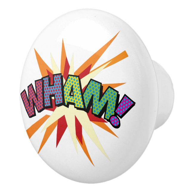 WHAM Fun Retro Comic Book Pop Art Ceramic Knob (Right)