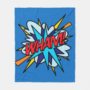 WHAM Fun Retro Comic Book Pop Art Fleece Blanket