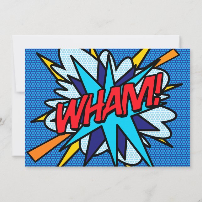 WHAM Fun Retro Comic Book Pop Art Invitation (Front)