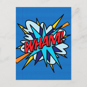 WHAM Fun Retro Comic Book Pop Art Postcard